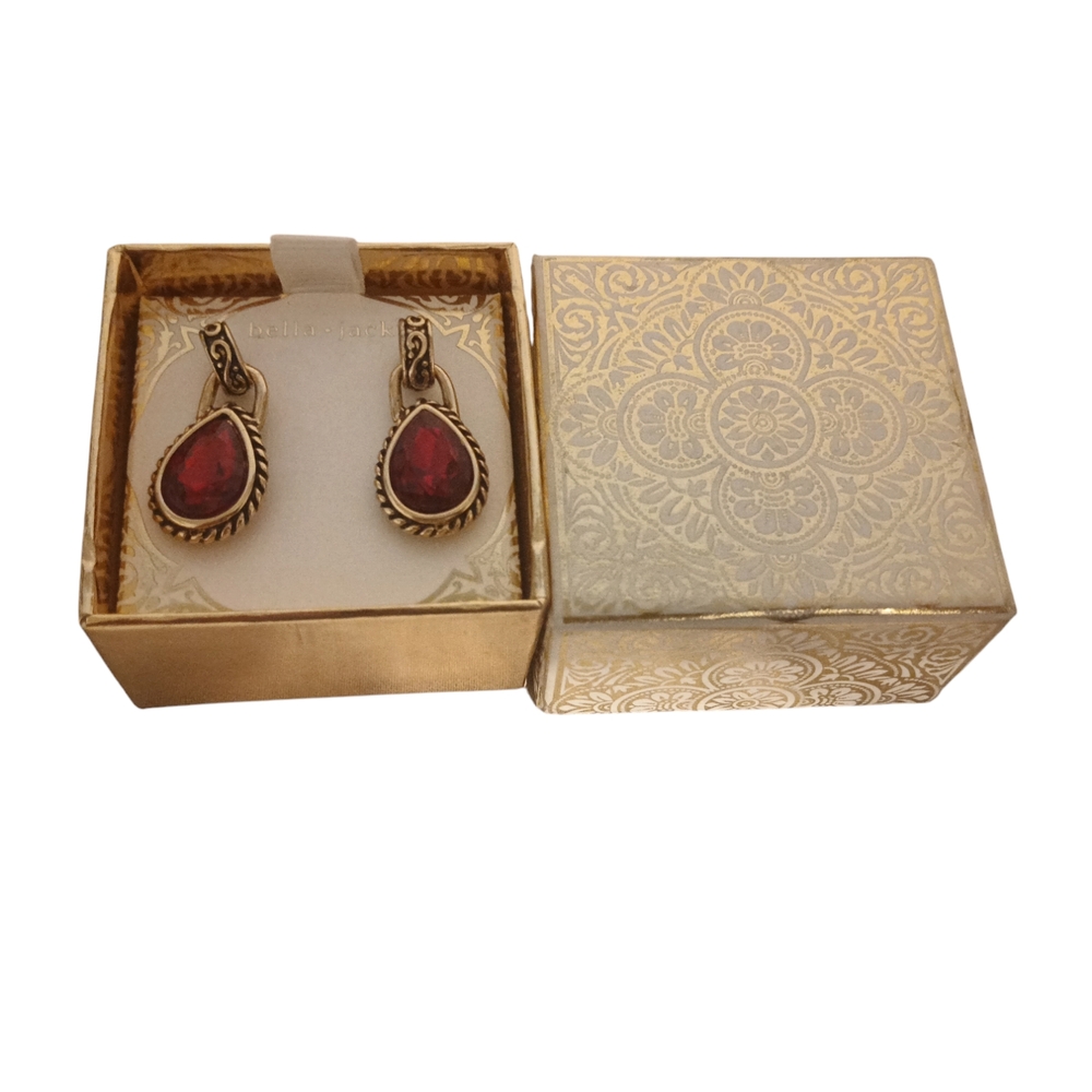 Luxurious Gold and Red Drop Earrings
